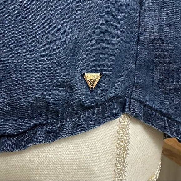 Guess Blue Lace-Up Top SZ Medium Adjustable Straps Made In India Cotton Blend - Picture 4 of 9